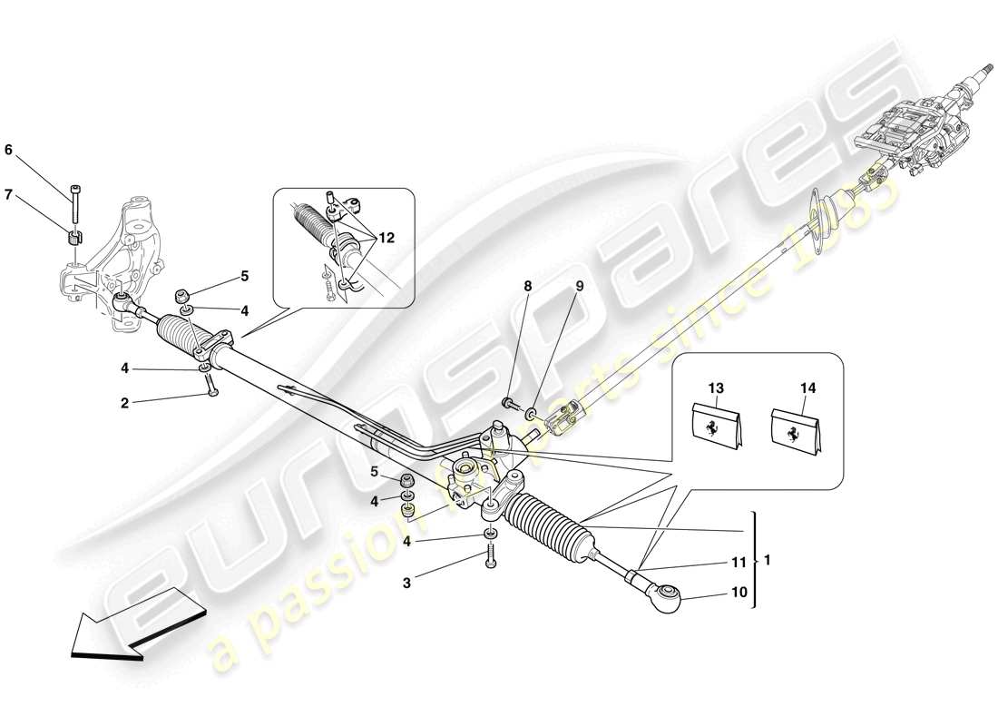 Ferrari 599 GTB Fiorano (RHD) HYDRAULIC POWER STEERING BOX Part Diagram