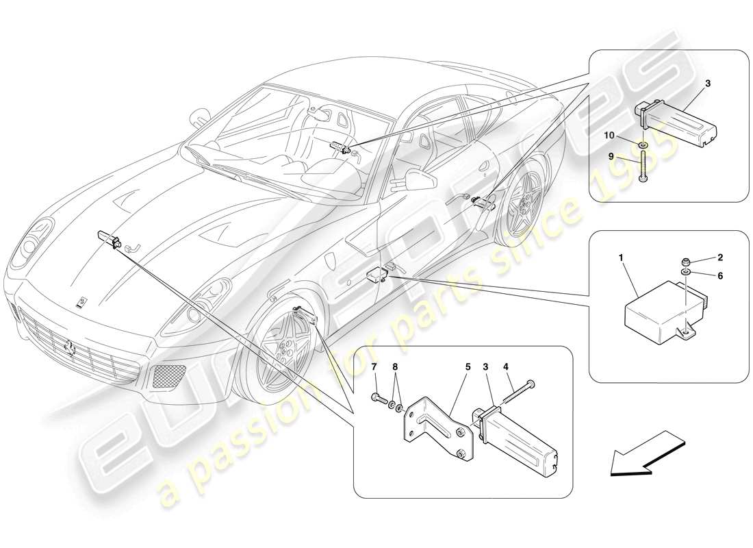 Ferrari 599 GTB Fiorano (RHD) TYRE PRESSURE MONITORING SYSTEM Part Diagram