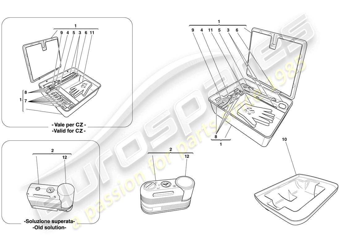 Ferrari 599 GTB Fiorano (RHD) TOOL KIT Part Diagram