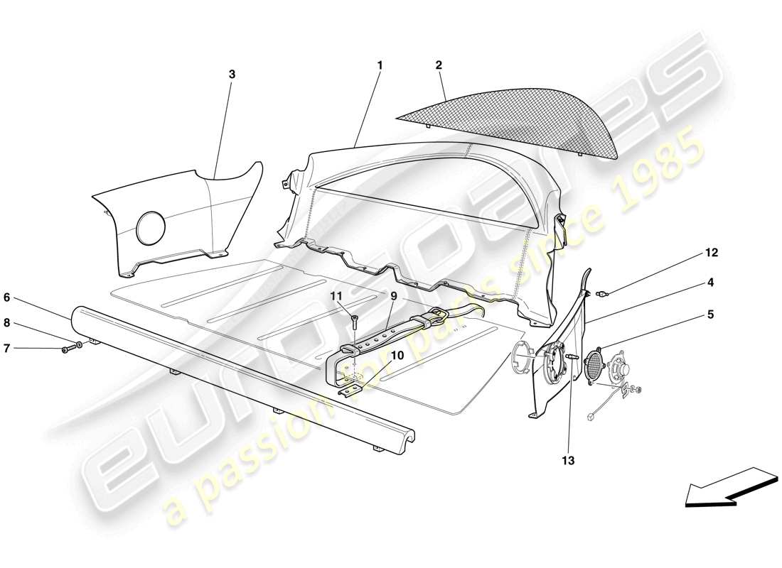 Ferrari 599 GTB Fiorano (RHD) INTERIOR TRIM Part Diagram