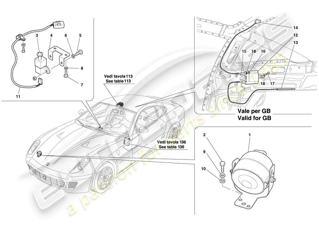 Ferrari 599 GTB Fiorano (RHD) ANTITHEFT SYSTEM ECUs AND DEVICES Parts Diagram