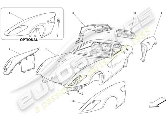 a part diagram from the Ferrari 599 GTB Fiorano (RHD) parts catalogue