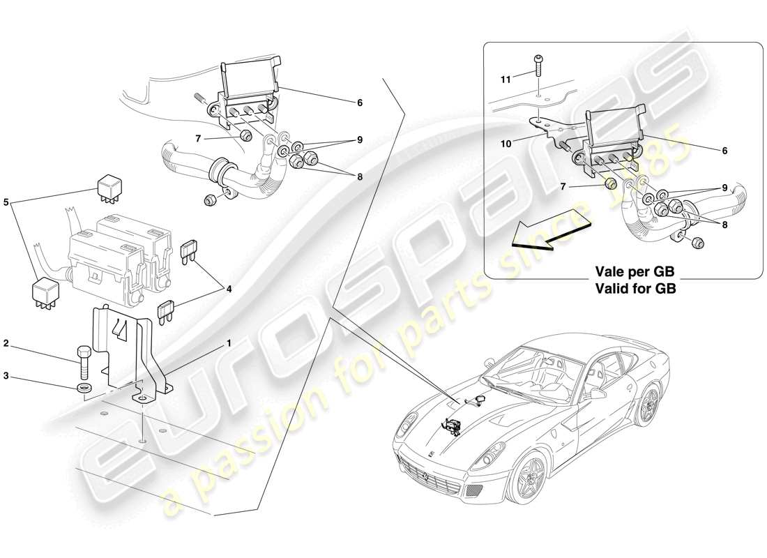 Ferrari 599 GTB Fiorano (USA) ENGINE COMPARTMENT ECUs Part Diagram