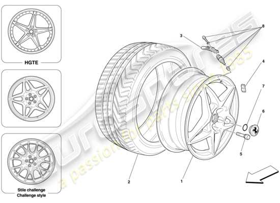 a part diagram from the Ferrari 599 GTB Fiorano (USA) parts catalogue