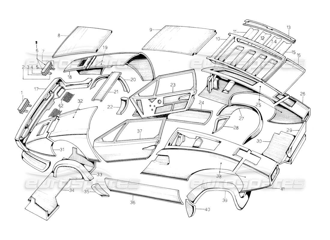 Lamborghini Countach 5000 S (1984) Outer Coverings Parts Diagram