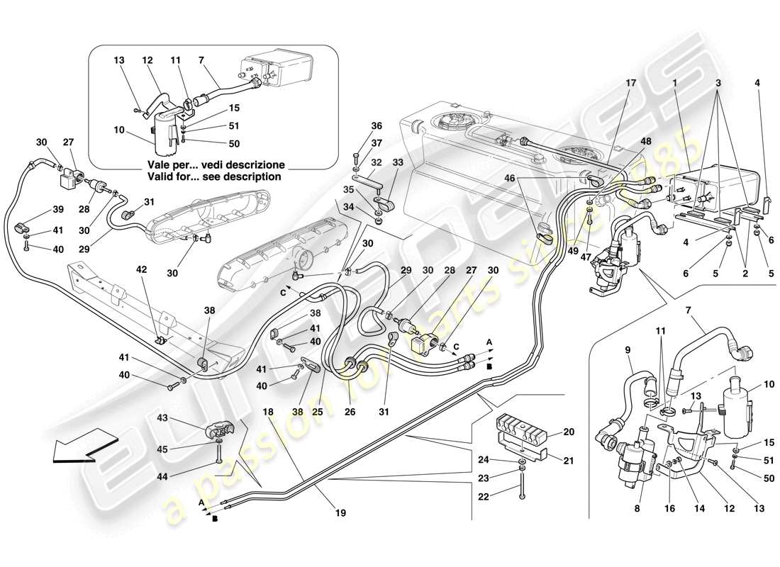 Ferrari 612 Sessanta (Europe) evaporative emissions control system Parts Diagram