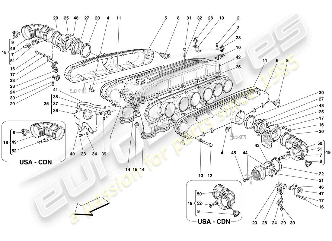 Ferrari 612 Sessanta (Europe) INTAKE MANIFOLD Parts Diagram