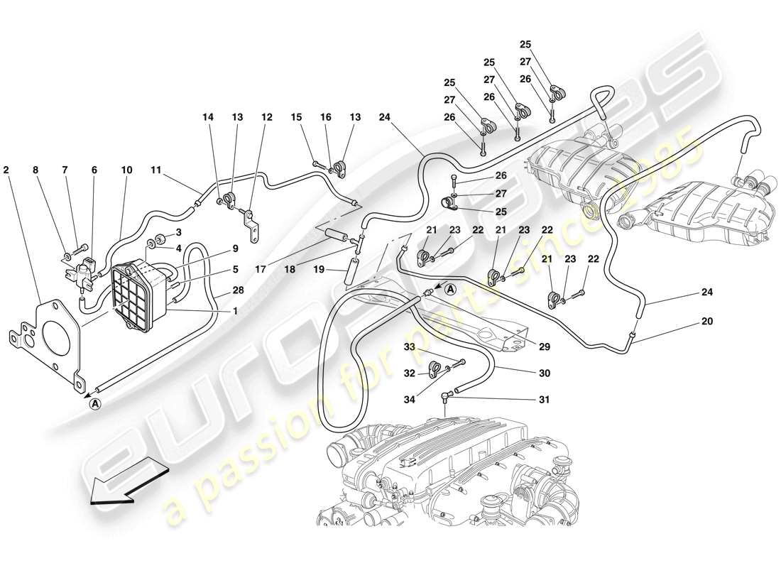 Ferrari 612 Sessanta (Europe) bypass valve control system Parts Diagram