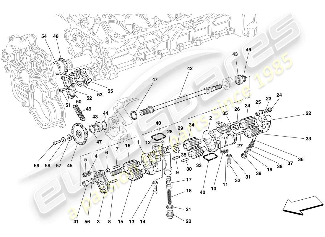 Ferrari 612 Sessanta (Europe) Lubrication - Oil Pumps Parts Diagram