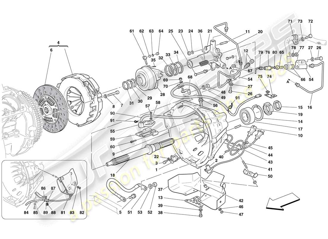 Ferrari 612 Sessanta (Europe) Clutch and Controls Parts Diagram