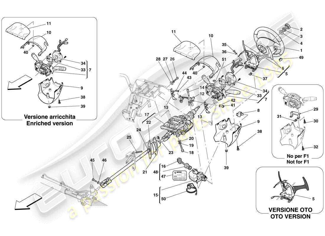 Ferrari 612 Sessanta (Europe) Steering Control Parts Diagram