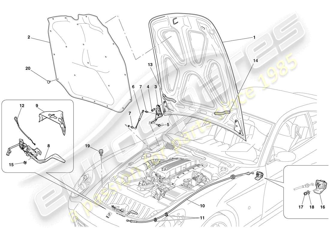Ferrari 612 Sessanta (Europe) ENGINE COMPARTMENT LID Parts Diagram