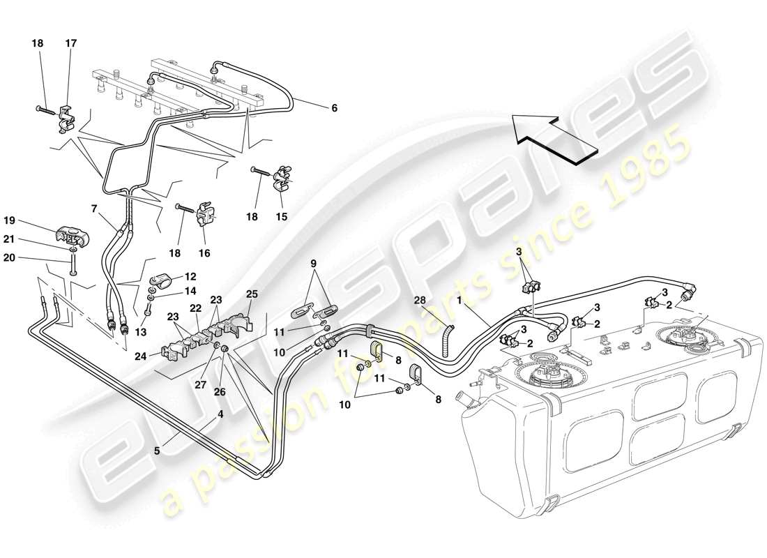 Ferrari 612 Sessanta (RHD) fuel system Part Diagram