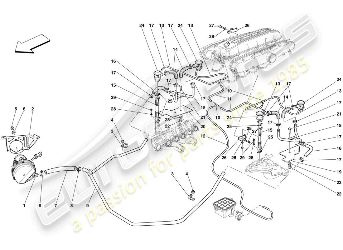 Ferrari 612 Sessanta (RHD) secondary air system Parts Diagram