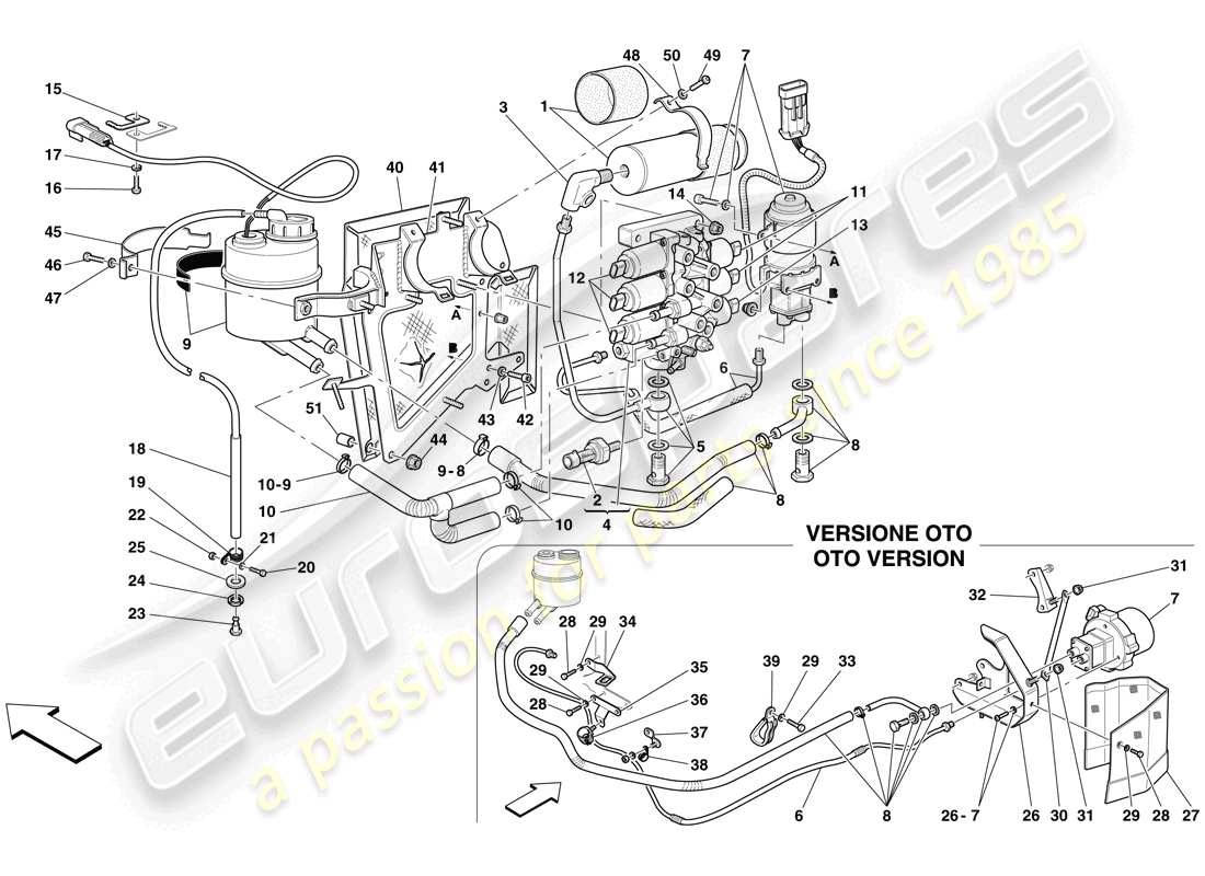 Ferrari 612 Sessanta (RHD) Power Unit and Tank Part Diagram