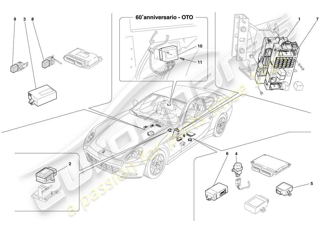 Ferrari 612 Sessanta (RHD) PASSENGER COMPARTMENT ECUs Part Diagram