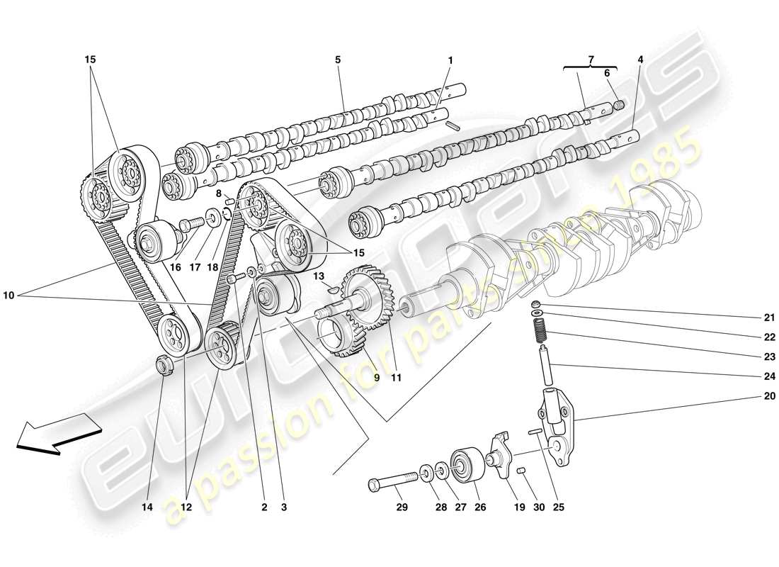 Ferrari 612 Sessanta (USA) timing system - drive Parts Diagram
