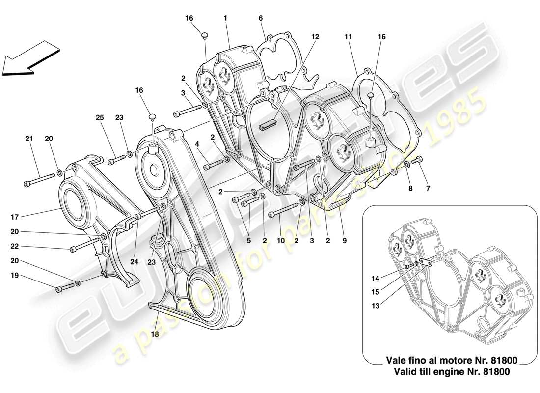 Ferrari 612 Sessanta (USA) engine covers Parts Diagram