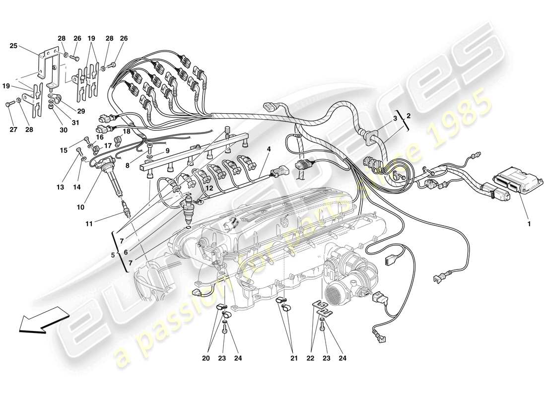 Ferrari 612 Sessanta (USA) injection - ignition system Parts Diagram