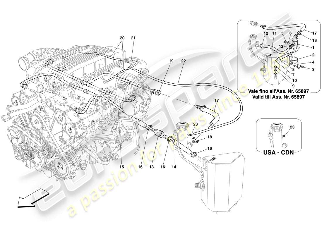 Ferrari 612 Sessanta (USA) Blow-by system Parts Diagram