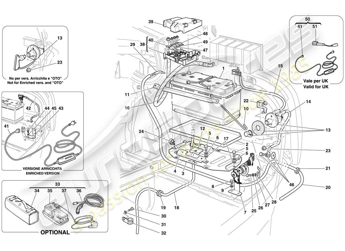 Ferrari 612 Sessanta (USA) Battery Parts Diagram