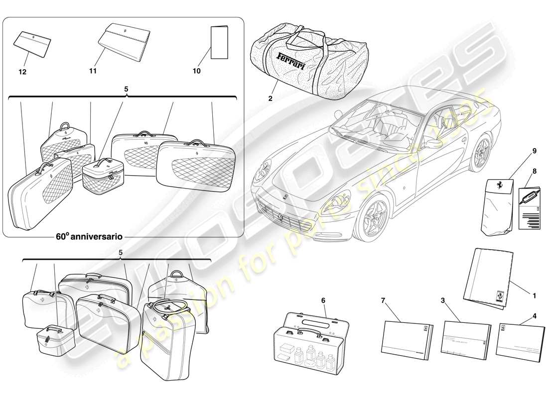 Ferrari 612 Sessanta (USA) documentation and accessories Parts Diagram