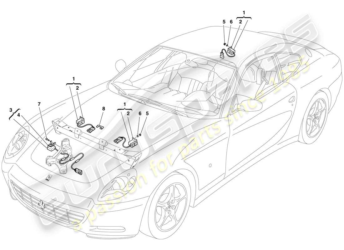 Ferrari 612 Sessanta (USA) Acceleration Sensors Parts Diagram