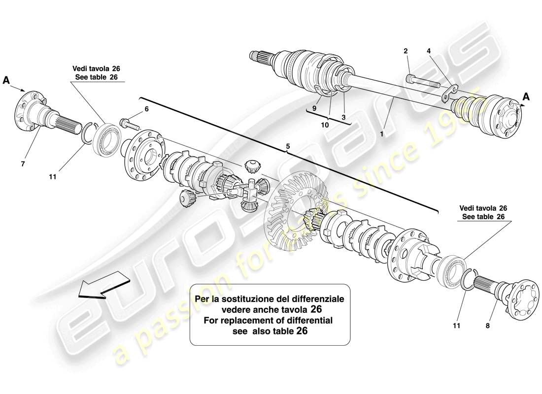 Ferrari 599 GTO (EUROPE) DIFFERENTIAL AND AXLE SHAFT Part Diagram