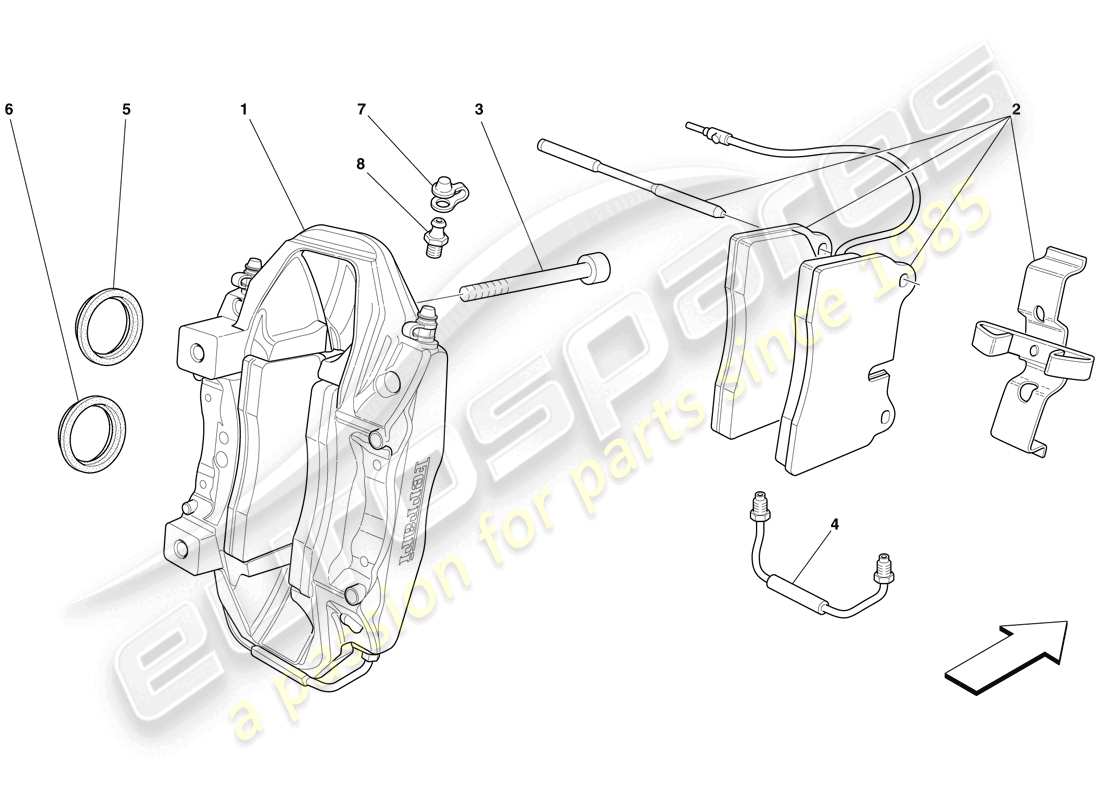 Ferrari 599 GTO (EUROPE) REAR BRAKE CALLIPER Part Diagram