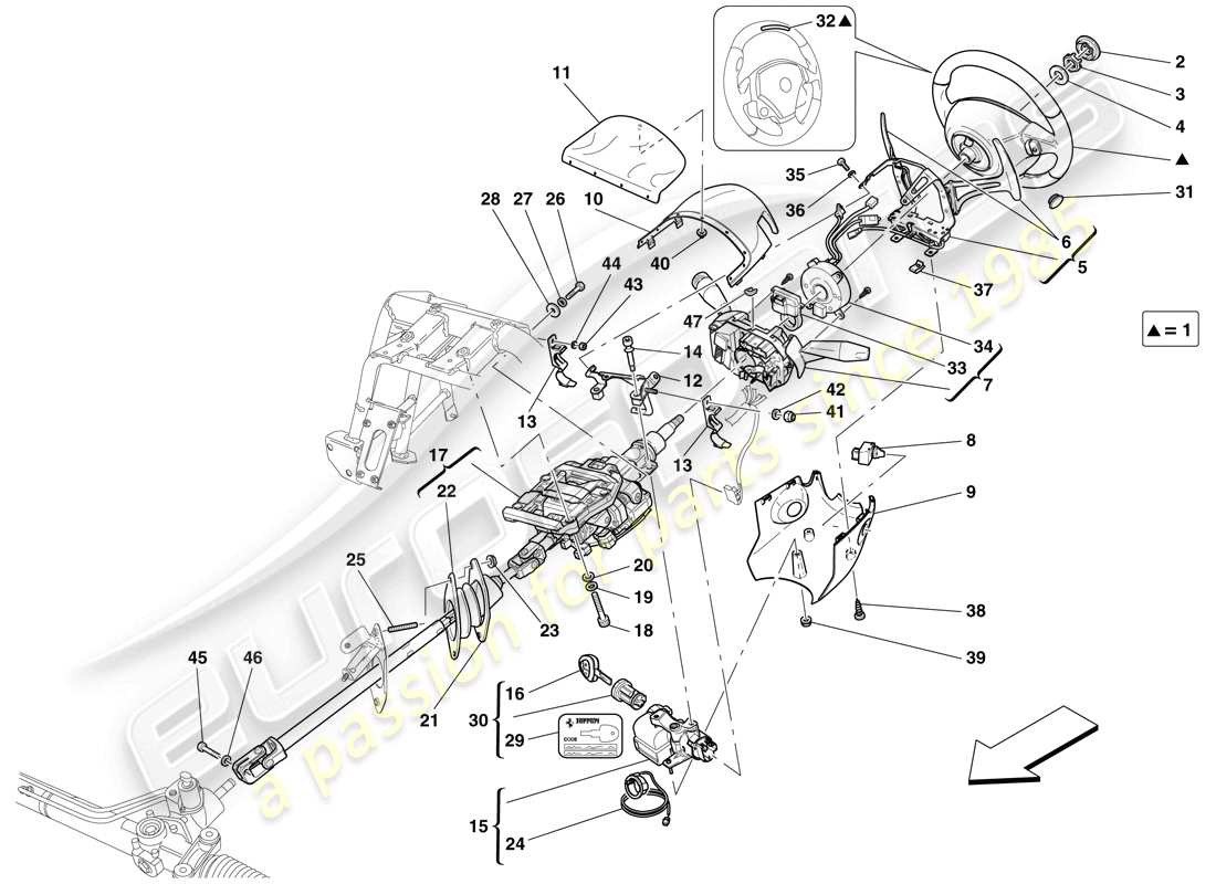 Ferrari 599 GTO (EUROPE) Steering Control Part Diagram