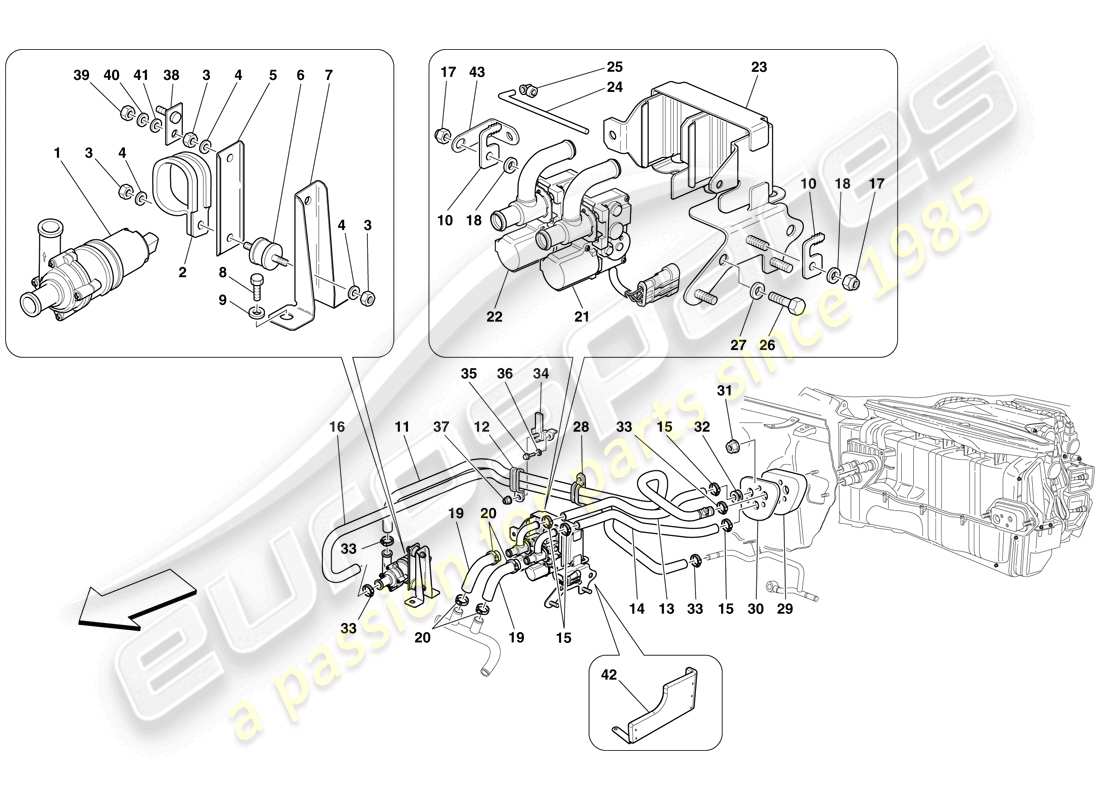 Ferrari 599 GTO (EUROPE) AC SYSTEM - WATER PIPES Part Diagram