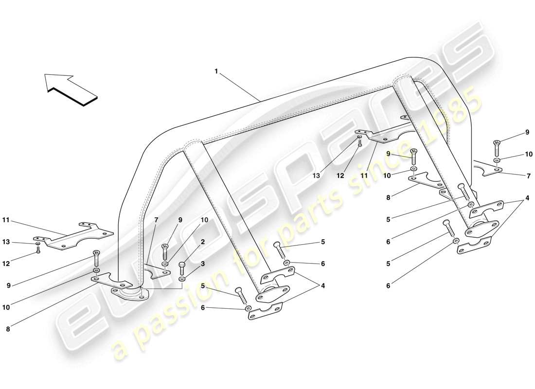 Ferrari 599 GTO (EUROPE) rollbar Part Diagram