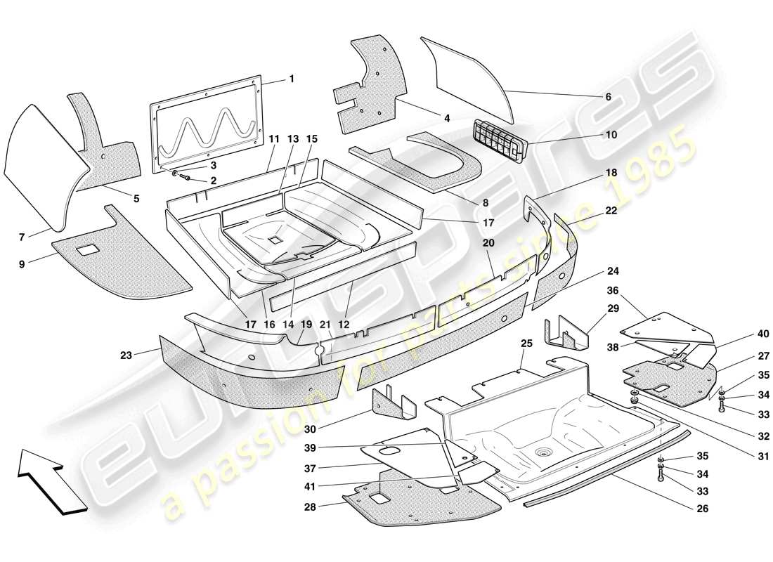 Ferrari 599 GTO (EUROPE) LUGGAGE COMPARTMENT INSULATION Part Diagram