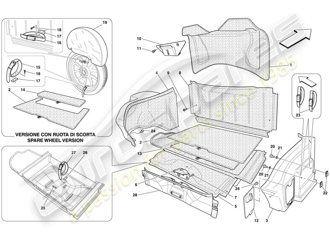 Ferrari 599 GTO (EUROPE) LUGGAGE COMPARTMENT TRIM Part Diagram