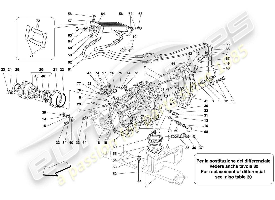 Ferrari 599 GTO (RHD) DIFFERENTIAL CASE AND GEARBOX COOLING RADIATOR Part Diagram