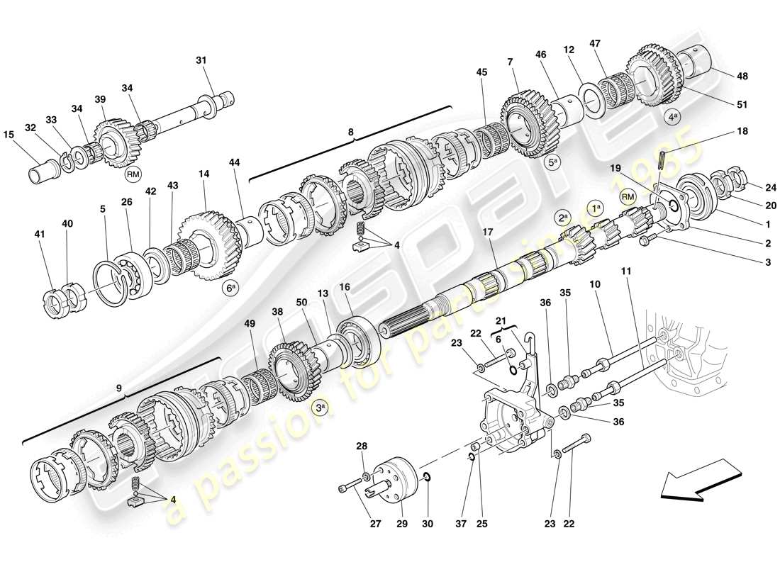 Ferrari 599 GTO (RHD) PRIMARY GEARBOX SHAFT GEARS AND GEARBOX OIL PUMP Part Diagram