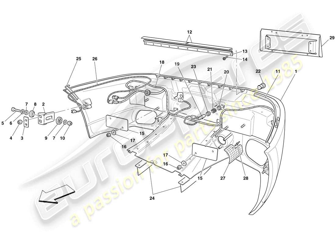 Ferrari 599 SA Aperta (Europe) REAR BUMPER Parts Diagram
