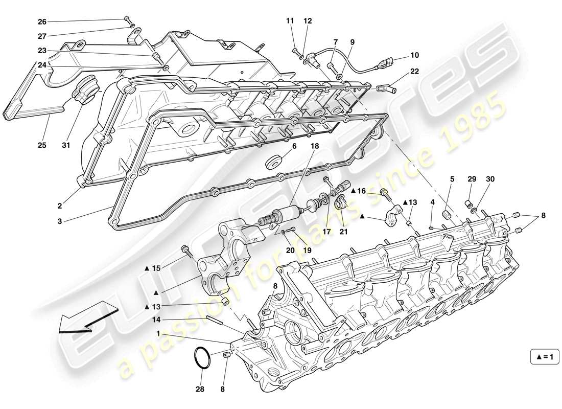 Ferrari 599 SA Aperta (USA) right hand cylinder head Part Diagram