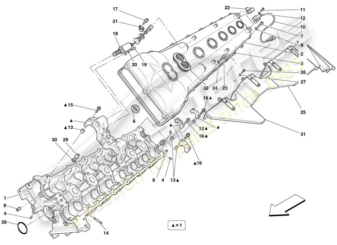 Ferrari 599 SA Aperta (USA) left hand cylinder head Part Diagram