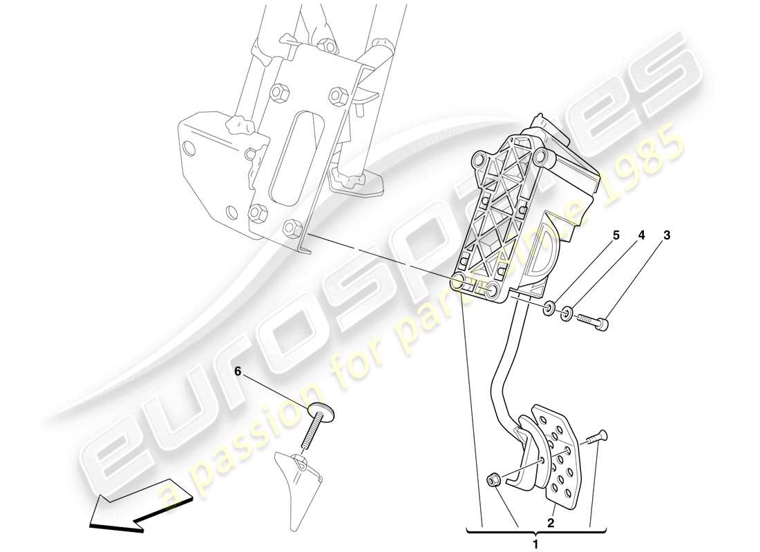 Ferrari 599 SA Aperta (USA) Electronic Accelerator Pedal Part Diagram