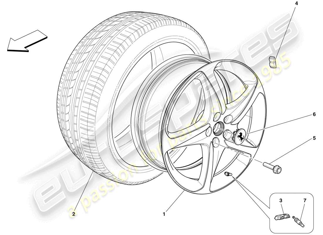 Ferrari 599 SA Aperta (USA) Wheels Part Diagram