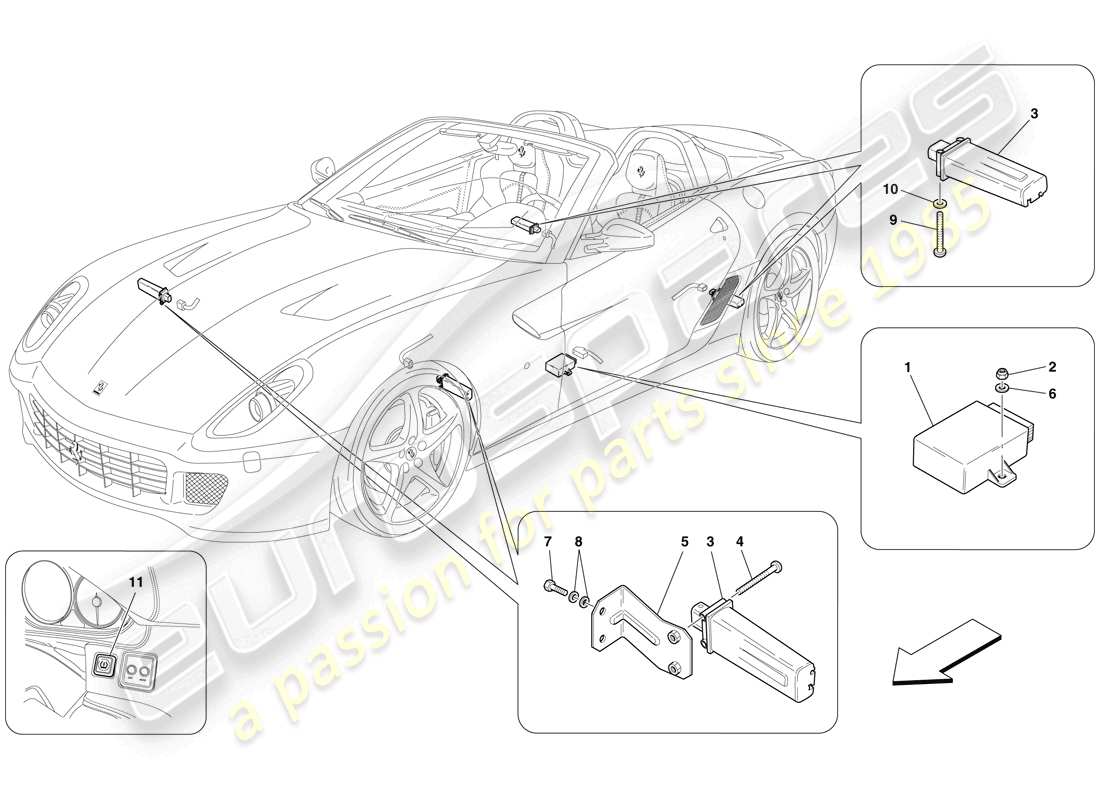Ferrari 599 SA Aperta (USA) TYRE PRESSURE MONITORING SYSTEM Part Diagram