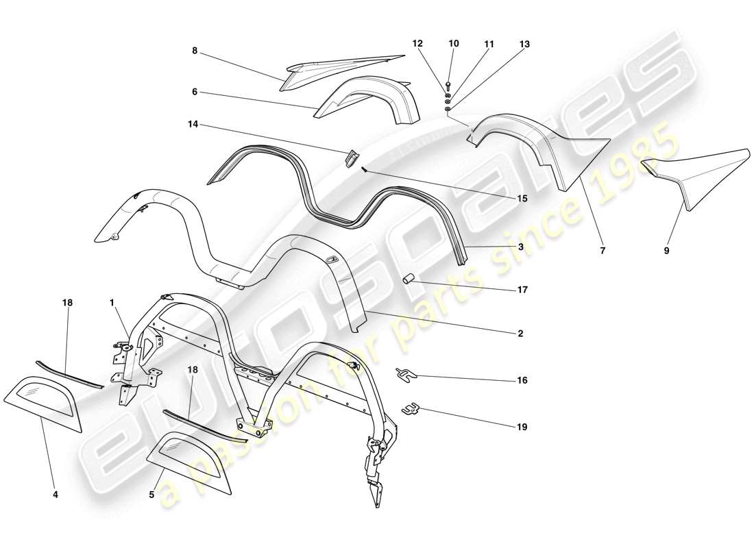 Ferrari 599 SA Aperta (USA) rollbar Part Diagram