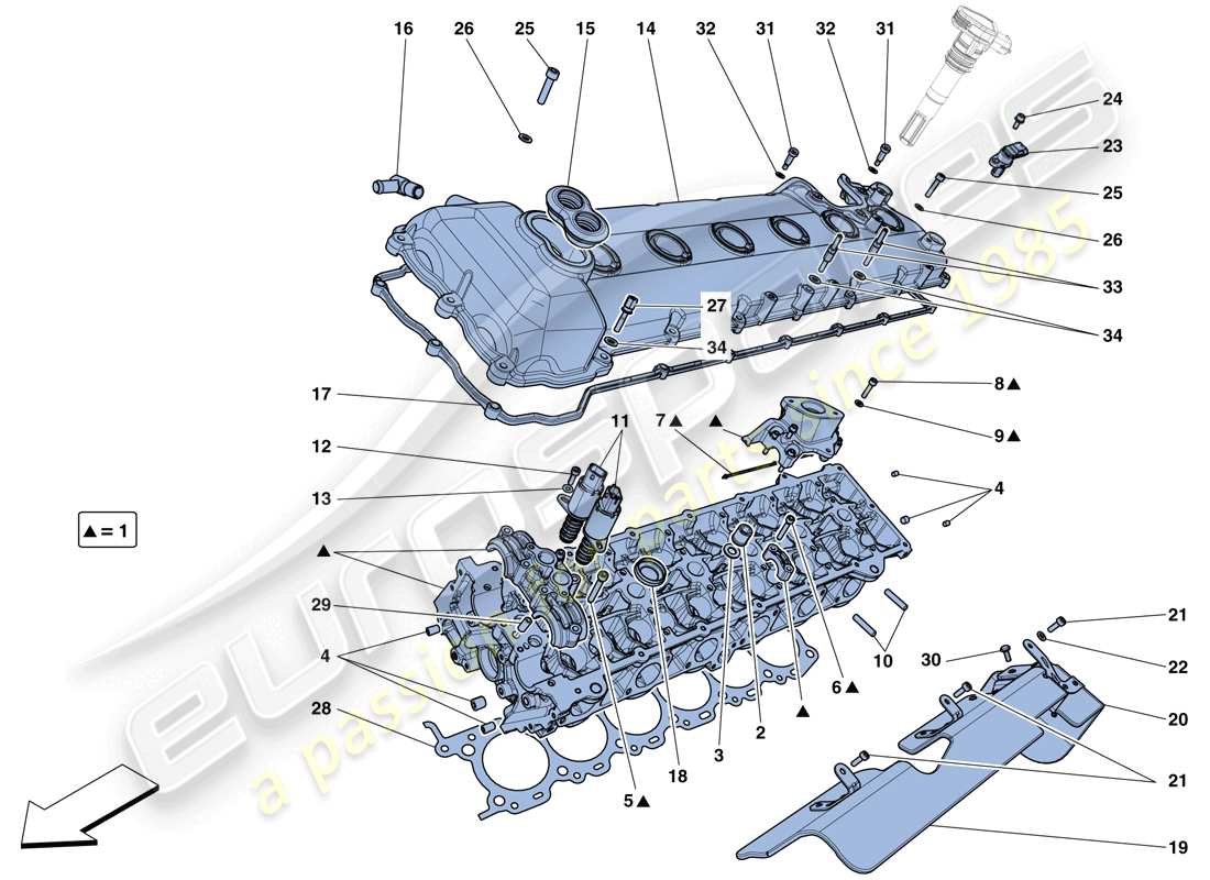 Ferrari F12 Berlinetta (Europe) left hand cylinder head Parts Diagram