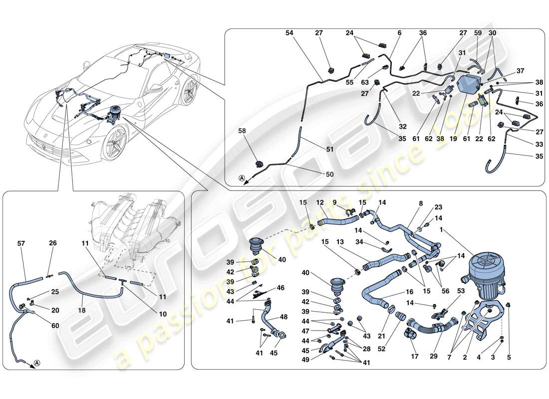 Ferrari F12 Berlinetta (Europe) secondary air system Parts Diagram