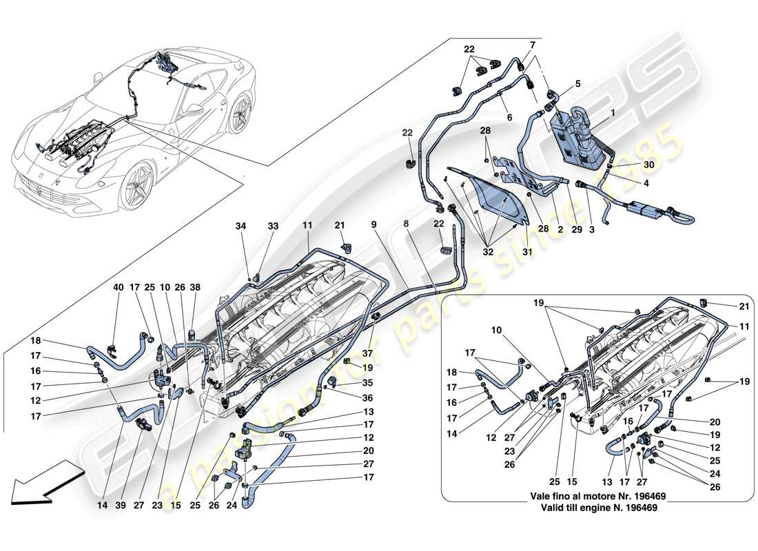 Ferrari F12 Berlinetta (Europe) evaporative emissions control system Parts Diagram