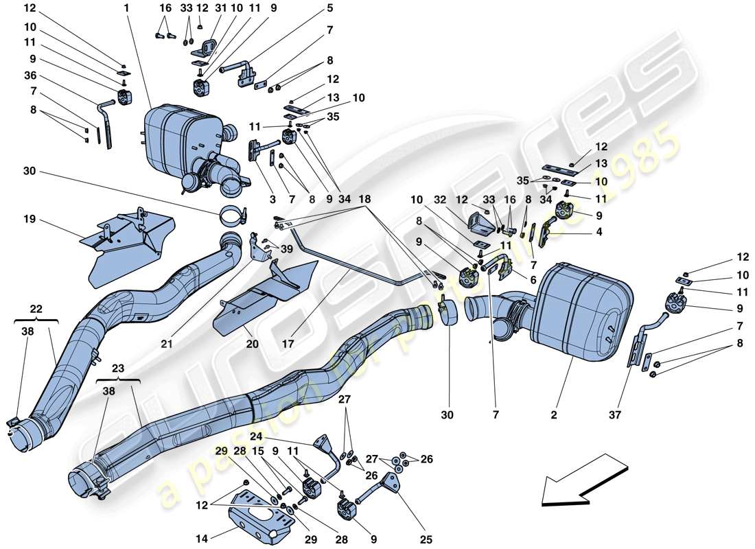 Ferrari F12 Berlinetta (Europe) silencers Parts Diagram