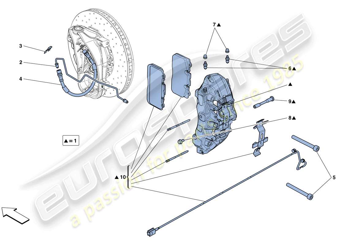 Ferrari F12 Berlinetta (Europe) FRONT BRAKE CALLIPERS Parts Diagram