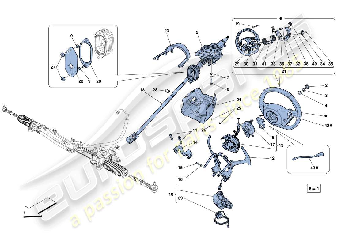 Ferrari F12 Berlinetta (Europe) Steering Control Parts Diagram