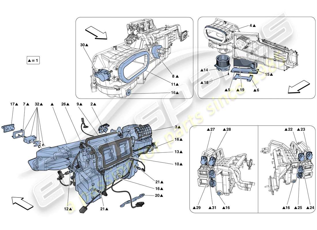 Ferrari F12 Berlinetta (Europe) EVAPORATOR UNIT Parts Diagram